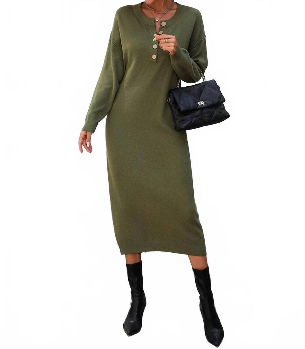 NEW SWEETKAMA essential knit midi dress in green